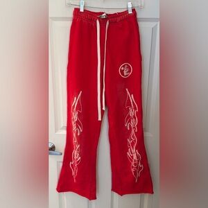 Hellstar Racer Path to Paradise Flared Sweatpants, Vintage Red, Small